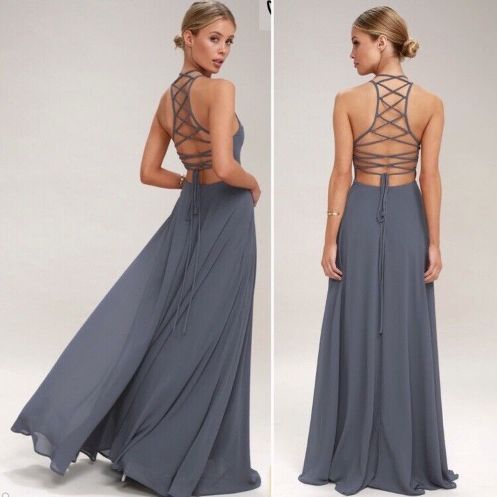 Lulus Strappy To Be Here maxi dress in dusty purple, NWT. Size S.